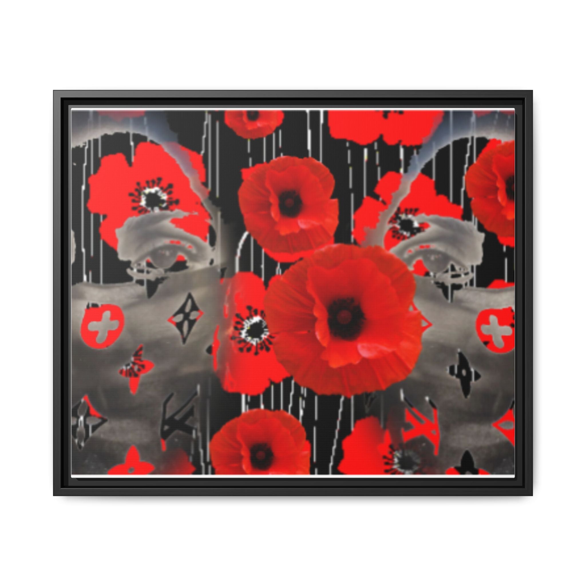 Framed Poppy Canvas Art — Bold Red Floral Wall Decor