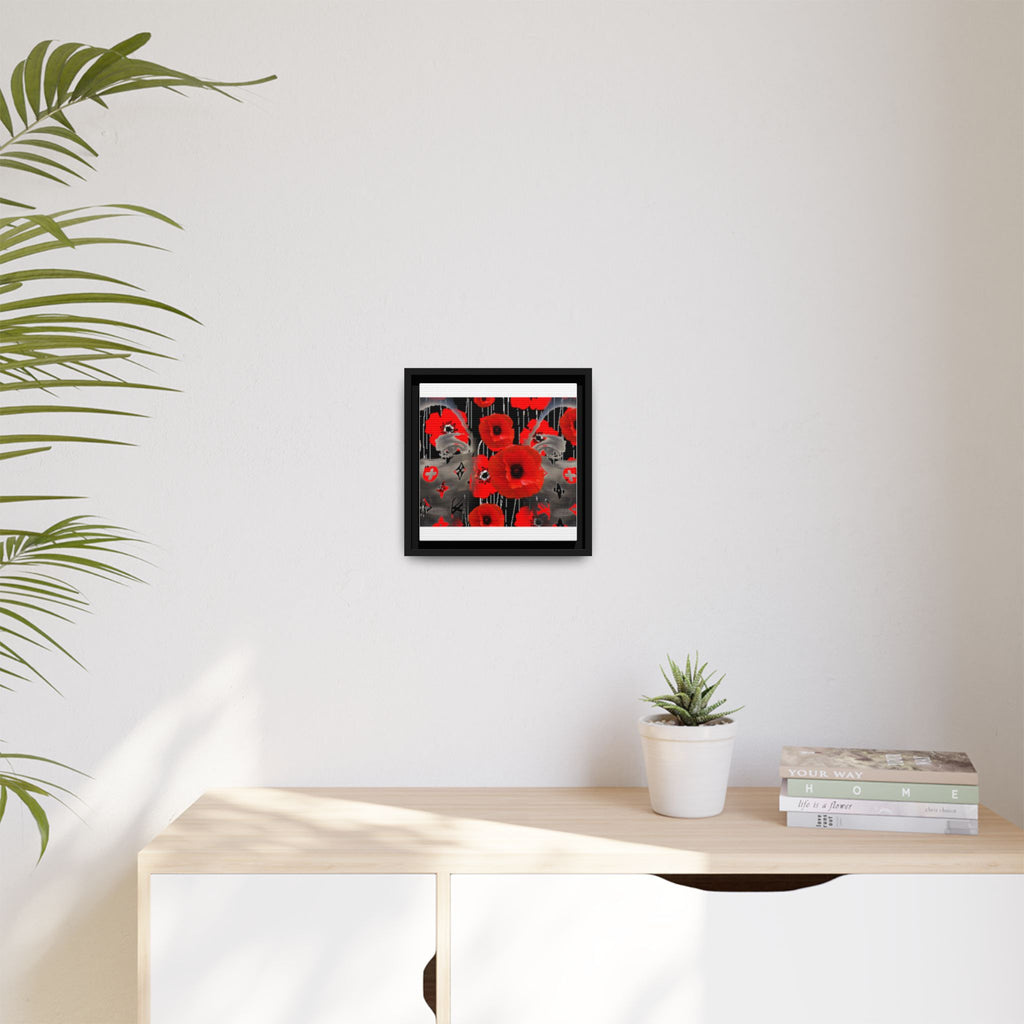 Framed Poppy Canvas Art — Bold Red Floral Wall Decor