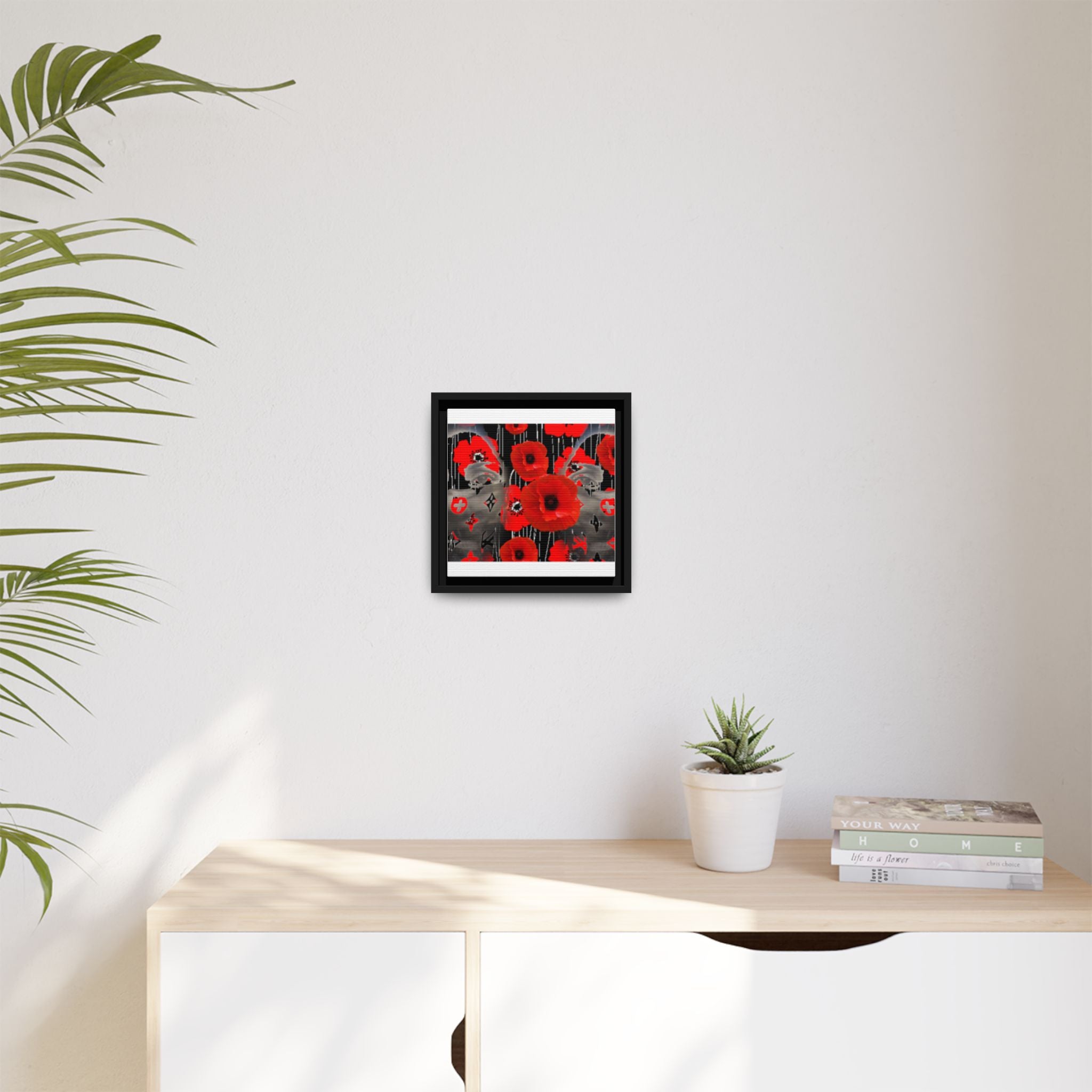 Framed Poppy Canvas Art — Bold Red Floral Wall Decor