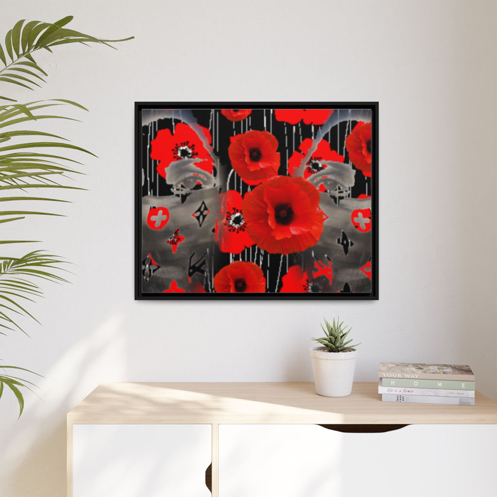 Framed Poppy Canvas Art — Bold Red Floral Wall Decor