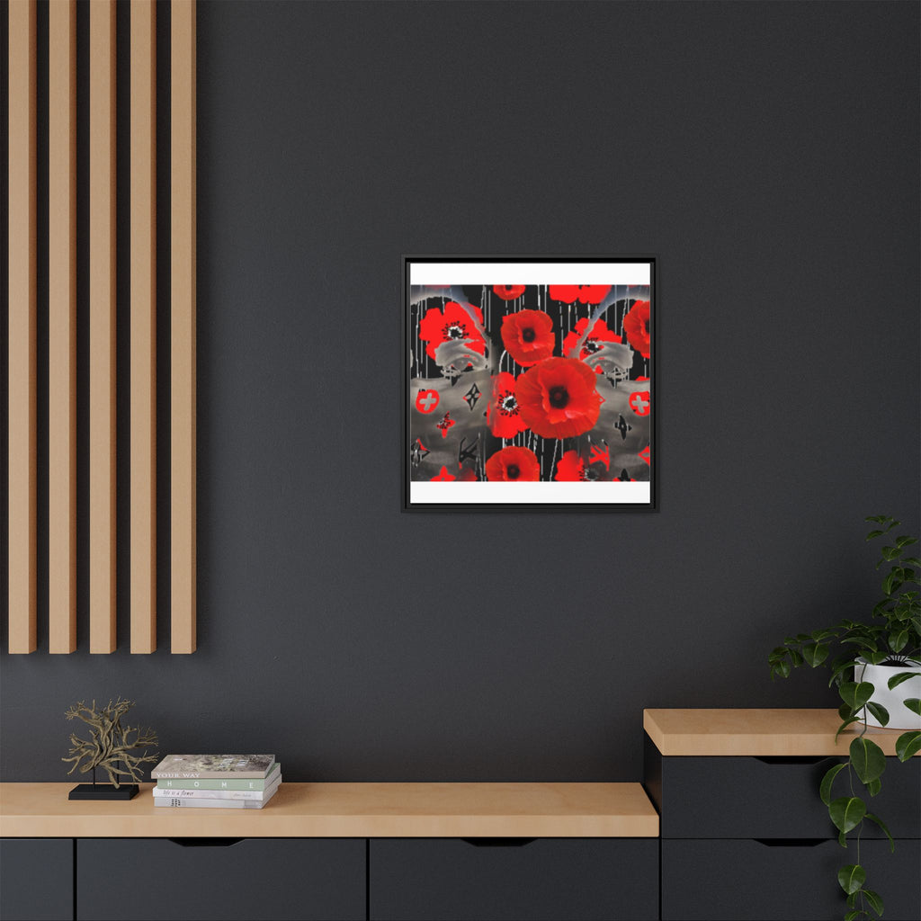 Framed Poppy Canvas Art — Bold Red Floral Wall Decor