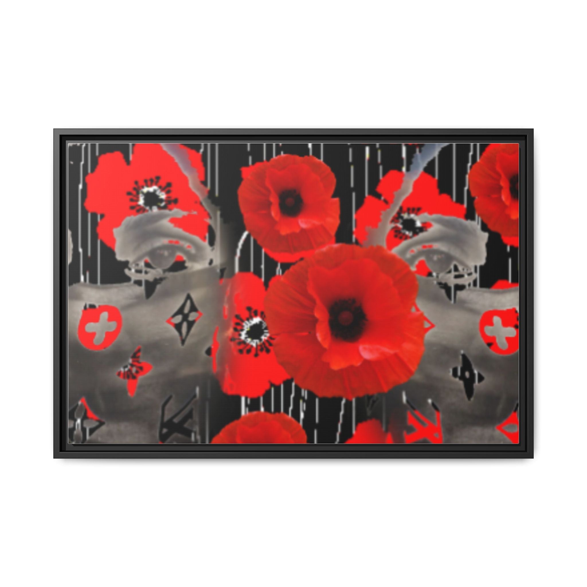 Framed Poppy Canvas Art — Bold Red Floral Wall Decor