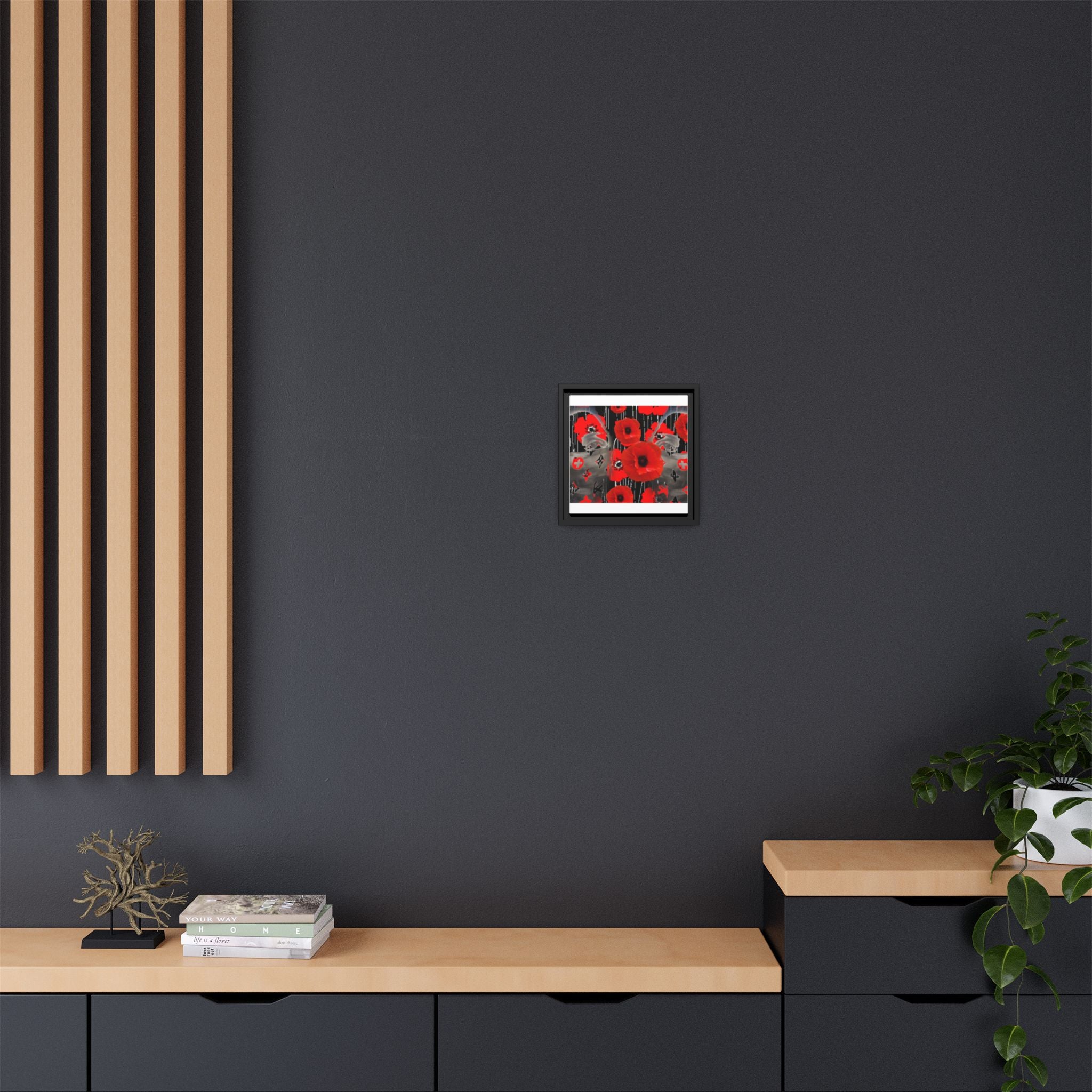Framed Poppy Canvas Art — Bold Red Floral Wall Decor