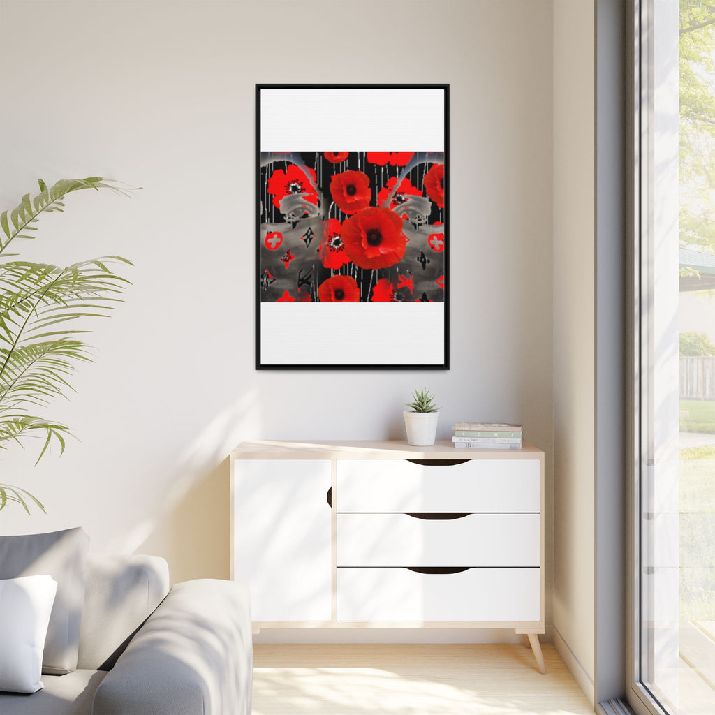 Framed Poppy Canvas Art — Bold Red Floral Wall Decor