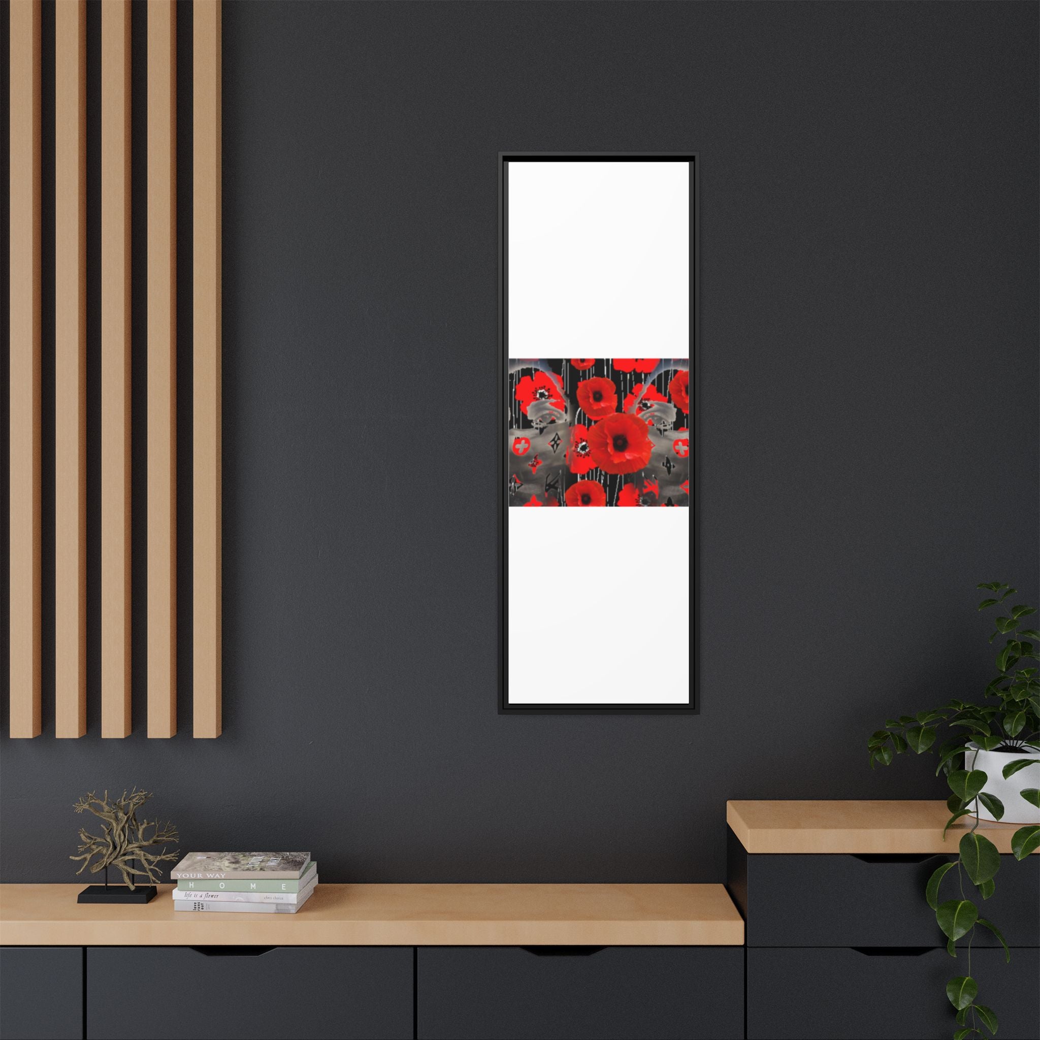 Framed Poppy Canvas Art — Bold Red Floral Wall Decor