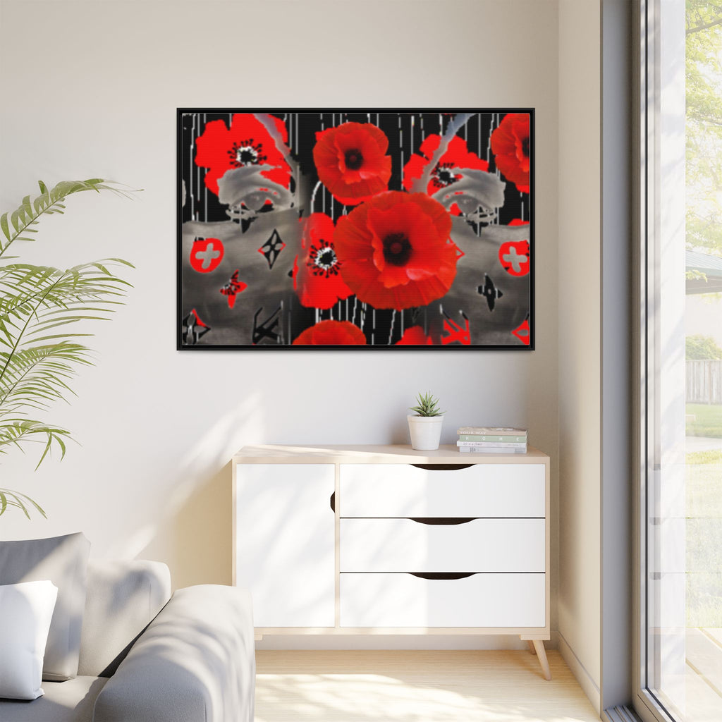 Framed Poppy Canvas Art — Bold Red Floral Wall Decor
