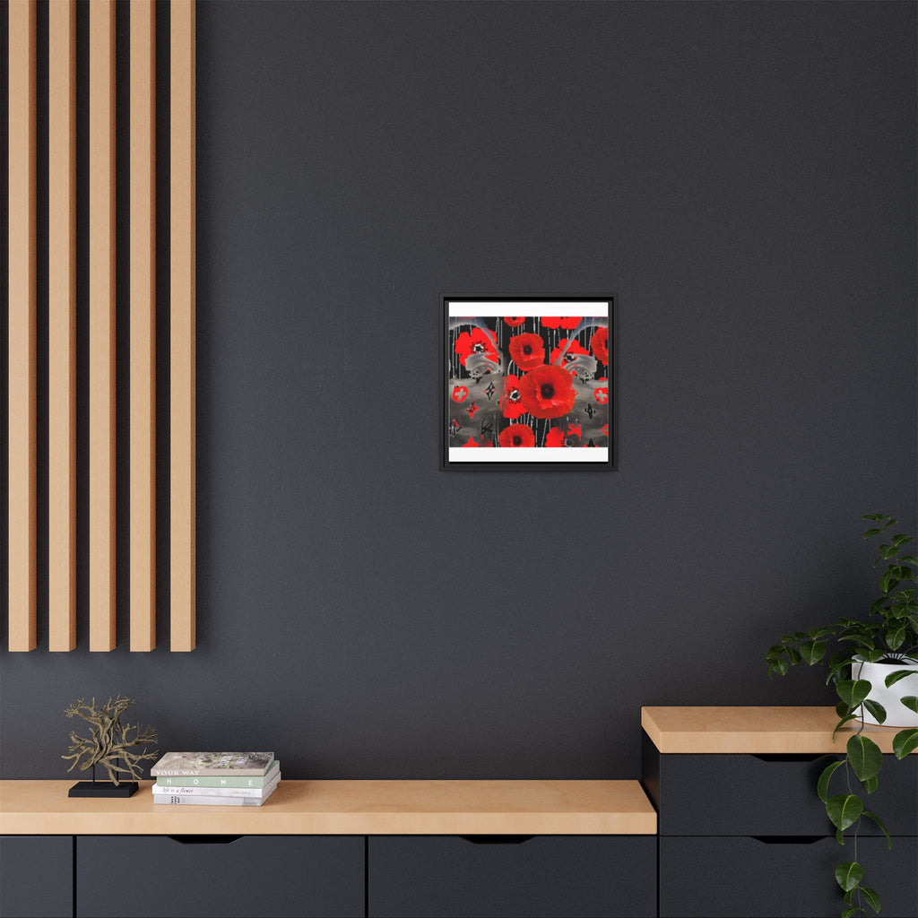 Framed Poppy Canvas Art — Bold Red Floral Wall Decor